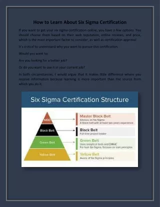 How to Learn About Six Sigma Certification