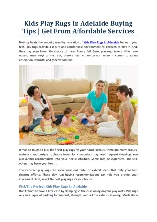 Kids Play Rugs In Adelaide Buying Tips | Get From Affordable Services