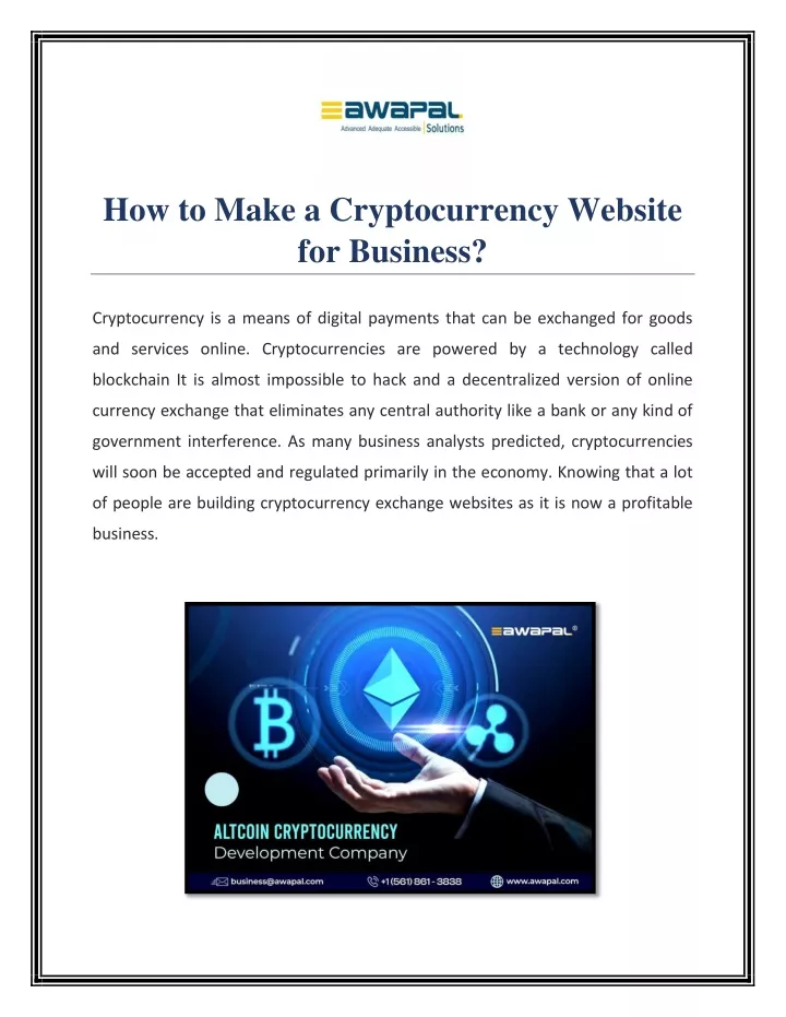 how to make a cryptocurrency website for business
