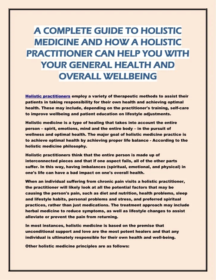 Holistic Notes PPT - A complete guide to holistic medicine PowerPoint Presentation ...