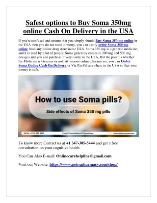 Safest options to Buy Soma 350mg online Cash On Delivery in the USA
