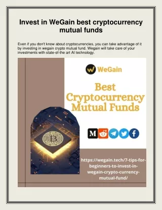 Invest in WeGain best cryptocurrency mutual funds
