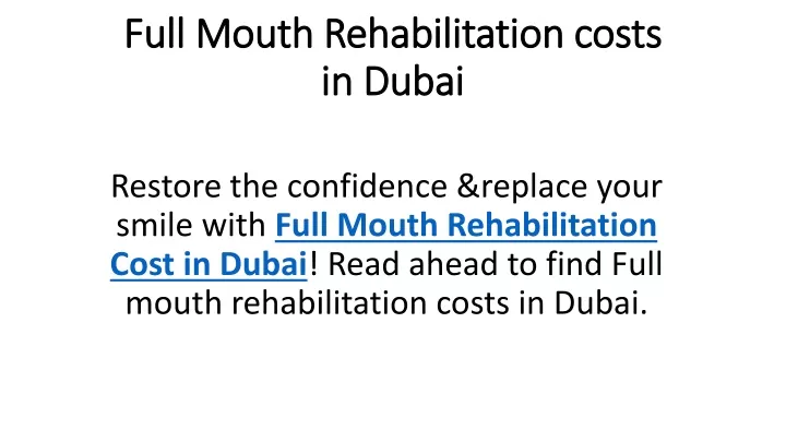 full mouth rehabilitation costs in dubai