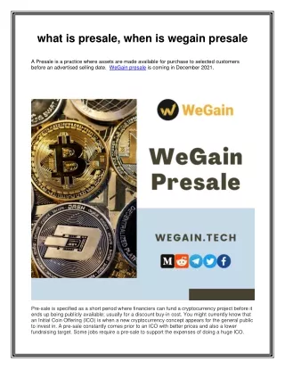 what is presale, when is wegain presale