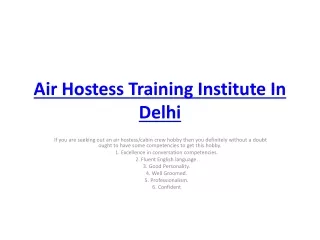 Air Hostess Training Institute In Delhi