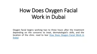 How Does Oxygen Facial Work in Dubai
