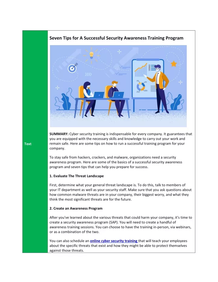 seven tips for a successful security awareness