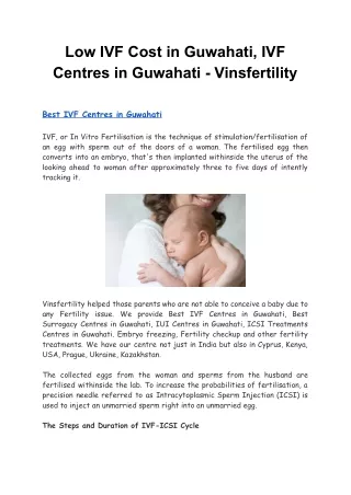 Low IVF Cost in Guwahati, IVF Centres in Guwahati - Vinsfertility