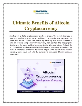 ultimate benefits of altcoin cryptocurrency