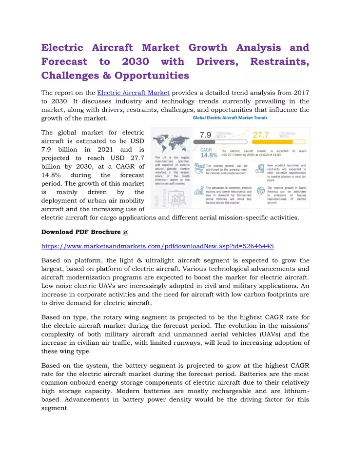 electric aircraft market growth analysis