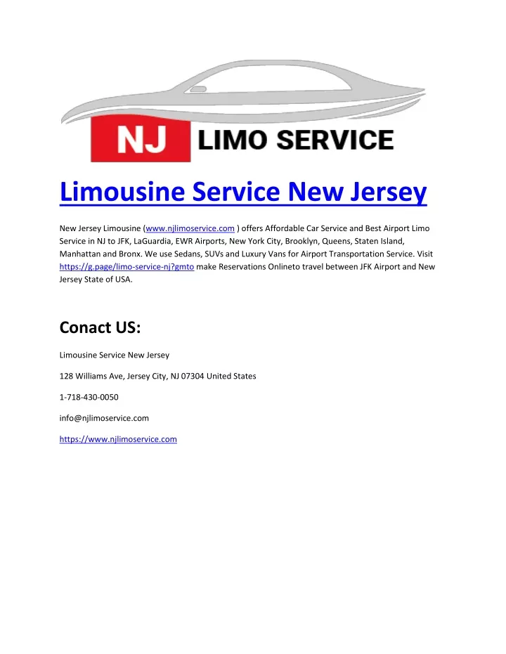 limousine service new jersey