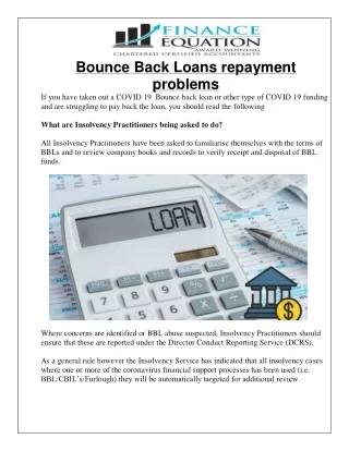 Bounce Back Loans repayment problems