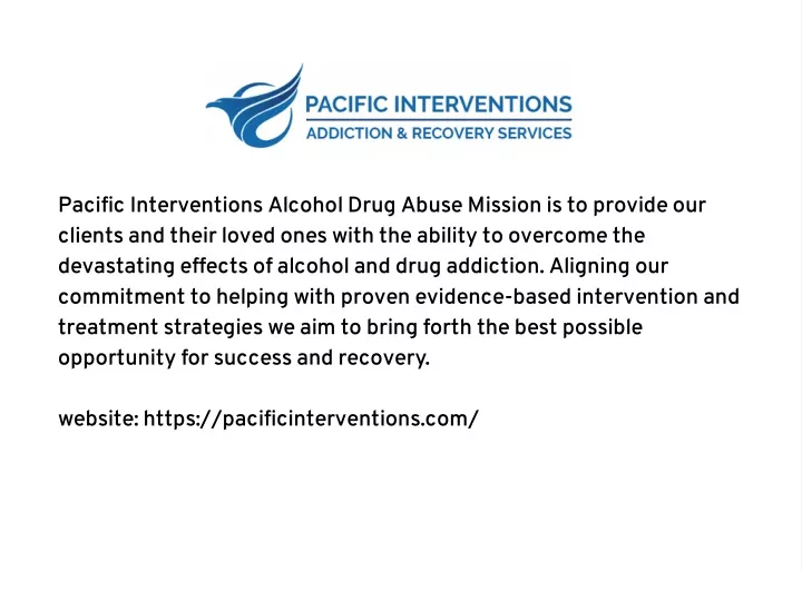 pacific interventions alcohol drug abuse mission