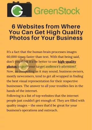 Where You Can Get High Quality Photos for Your Business