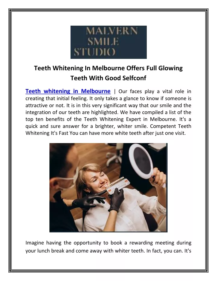 teeth whitening in melbourne offers full glowing