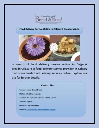 Food Delivery Service Online in Calgary | Breadnrusk.ca