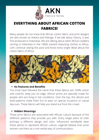Everything About African Cotton Fabrics!