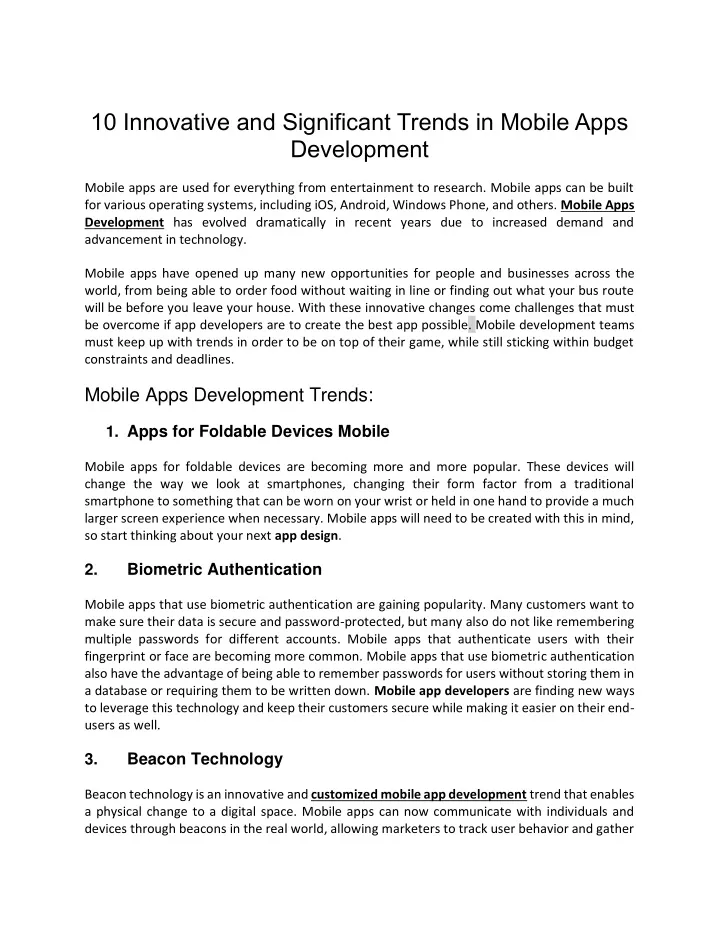 10 innovative and significant trends in mobile