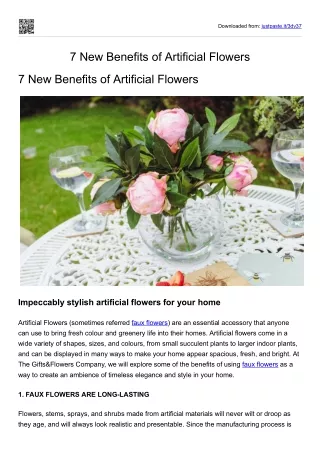 7 New Benefits of Artificial Flowers