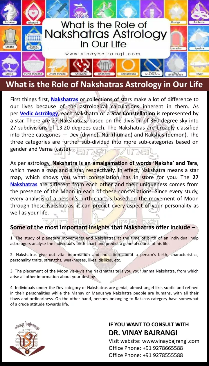 what is the role of nakshatras astrology