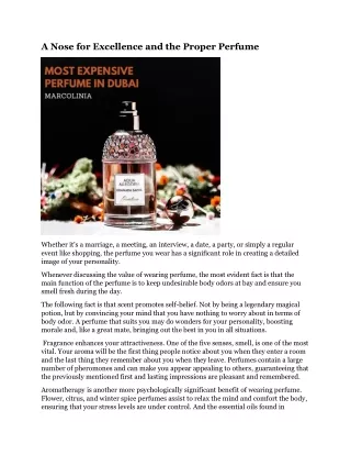 a nose for excellence and the proper perfume