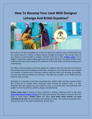 How To Revamp Your Look With Designer Lehanga And Bridal Dupattas