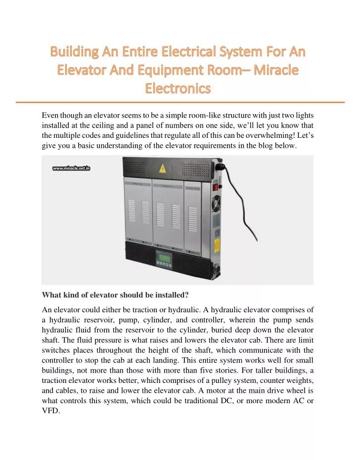 even though an elevator seems to be a simple room