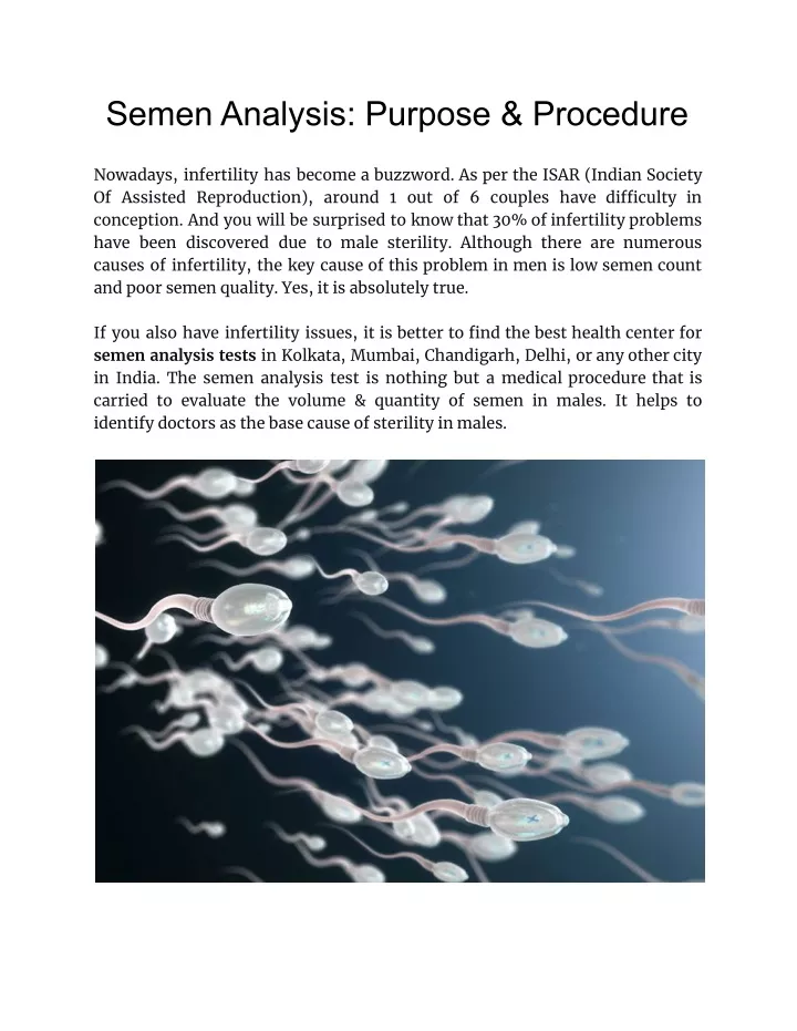 semen analysis purpose procedure