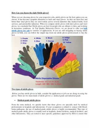 How Can you choose the right Nitrile gloves?