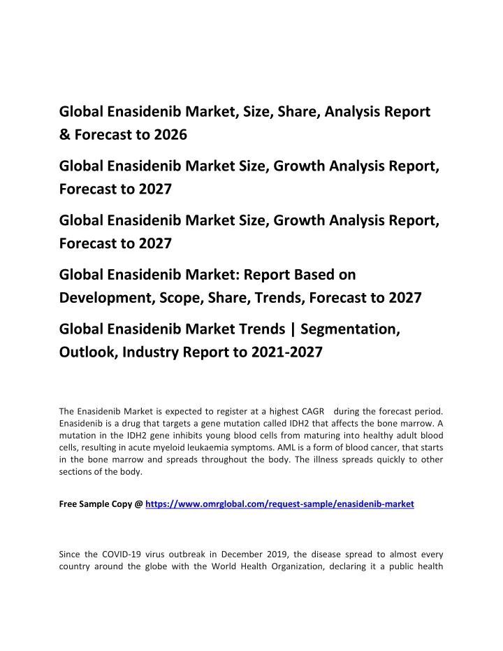 global enasidenib market size share analysis