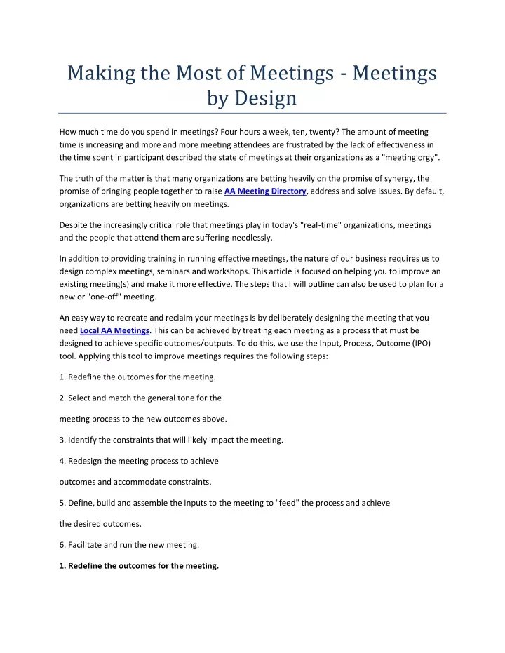 making the most of meetings meetings by design