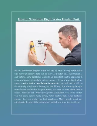 how to select the right water heater unit