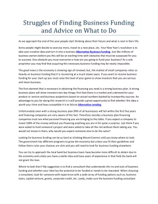 struggles of finding business funding and advice
