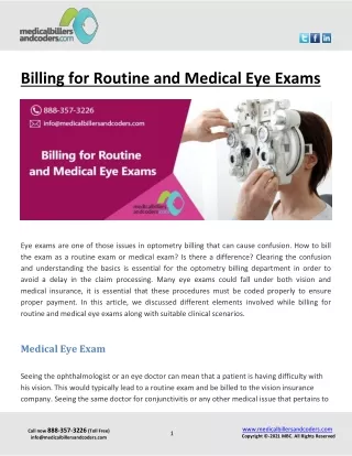 billing for routine and medical eye exams