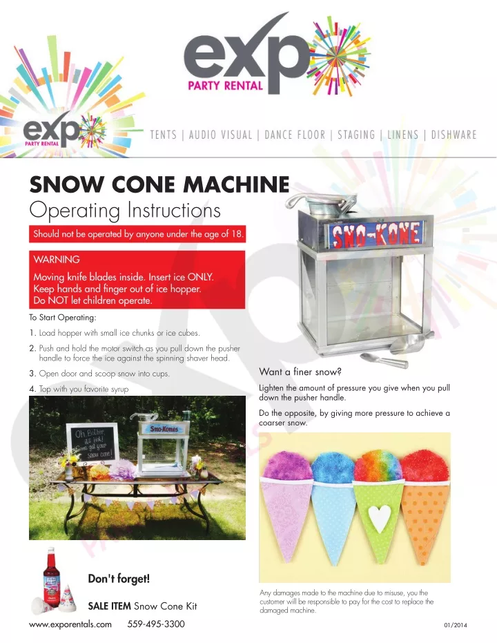 snow cone machine operating instructions