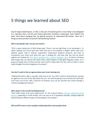 5 things we learned about seo