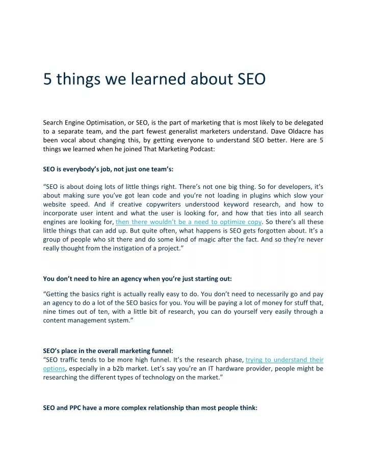 5 things we learned about seo