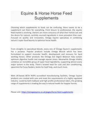 equine horse horse feed supplements