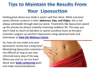 Tips to Maintain the Results From Your Liposuction