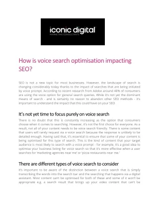 how is voice search optimisation impacting seo