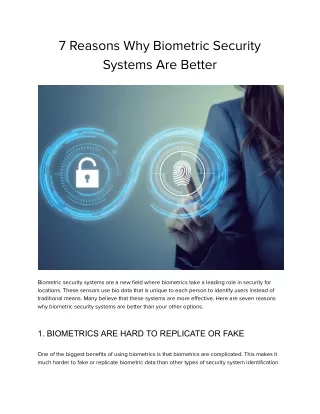 7 Reasons Why Biometric Security Systems Are Better