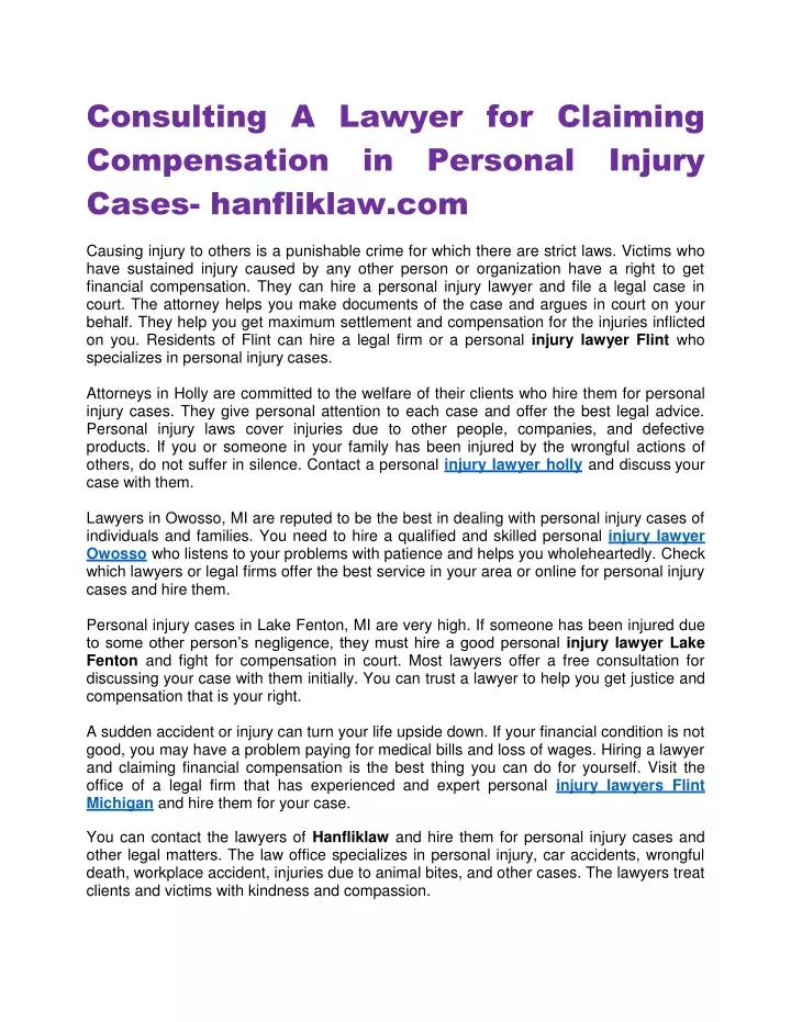 consulting a lawyer for claiming compensation