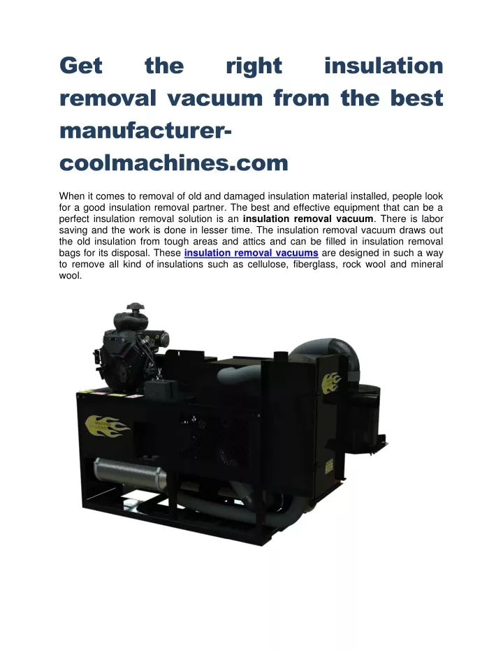 get removal vacuum from the best manufacturer