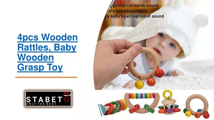 4pcs wooden rattles baby wooden grasp toy