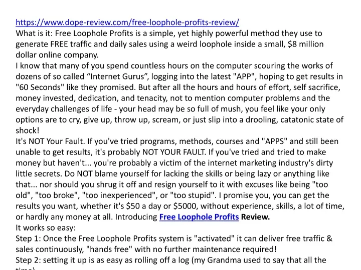 https www dope review com free loophole profits