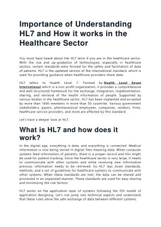Importance of HL7