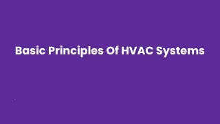 Basic Principles Of HVAC Systems