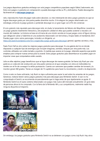 Juegos gratis para desembarcar para Nintendo Switch