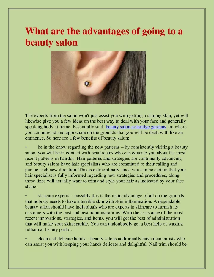 what are the advantages of going to a beauty salon