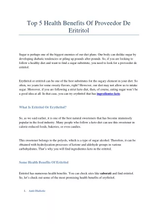 top 5 health benefits of proveedor de eritritol